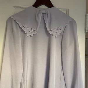 Simple Vintage gray embroidered blouse
